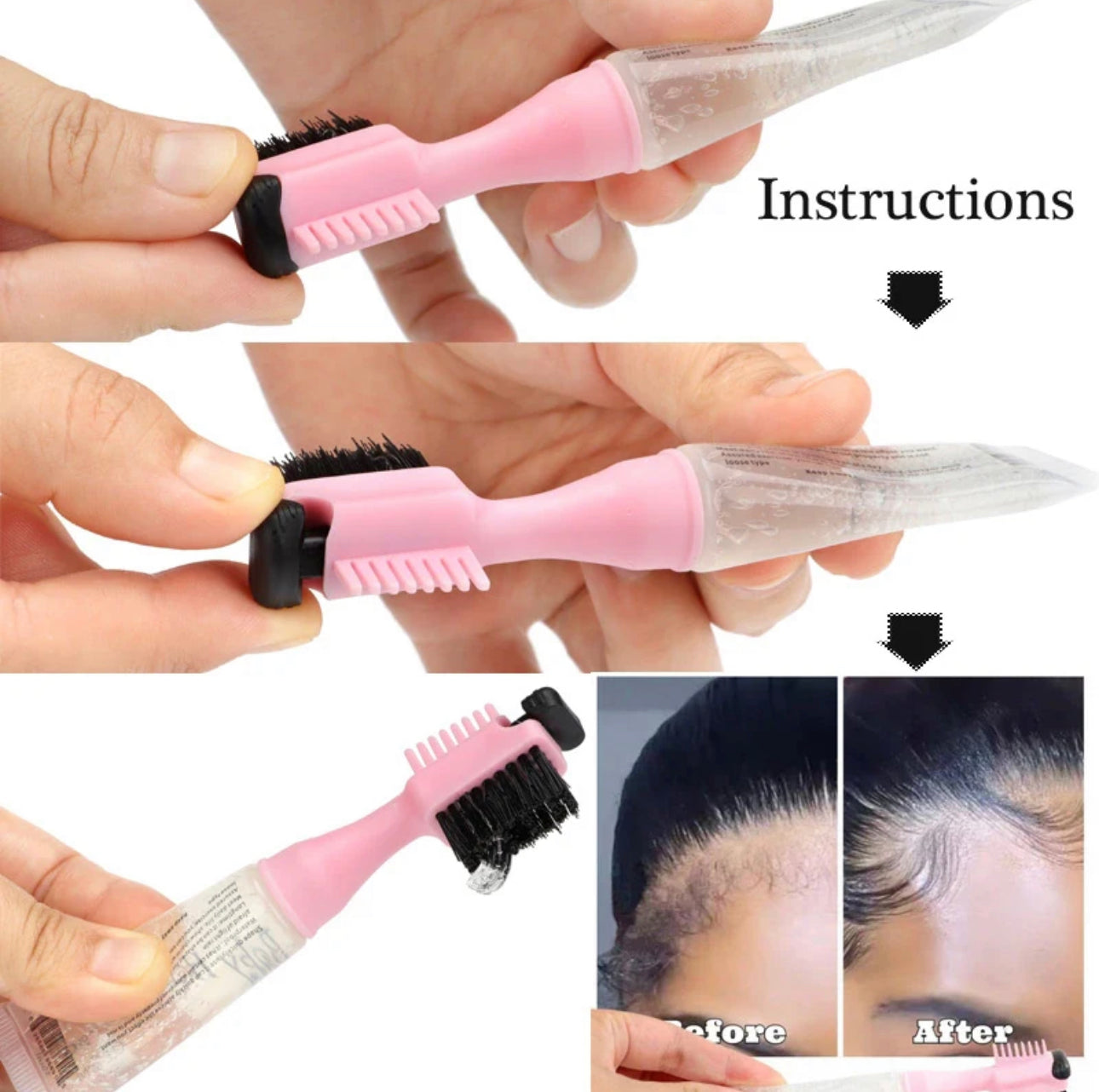 3 in 1 Edge Brush Comb w/Styling Gel